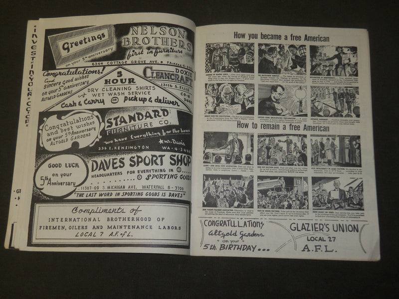 1949 5TH ANNUAL FESTIVAL OF ALTGELD GARDENS MAGAZINE - JESSE OWENS - J 3580