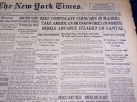 1936 JULY 29 NEW YORK TIMES - REDS CONFISCATE CHURCHES IN MADRID - NT 1846