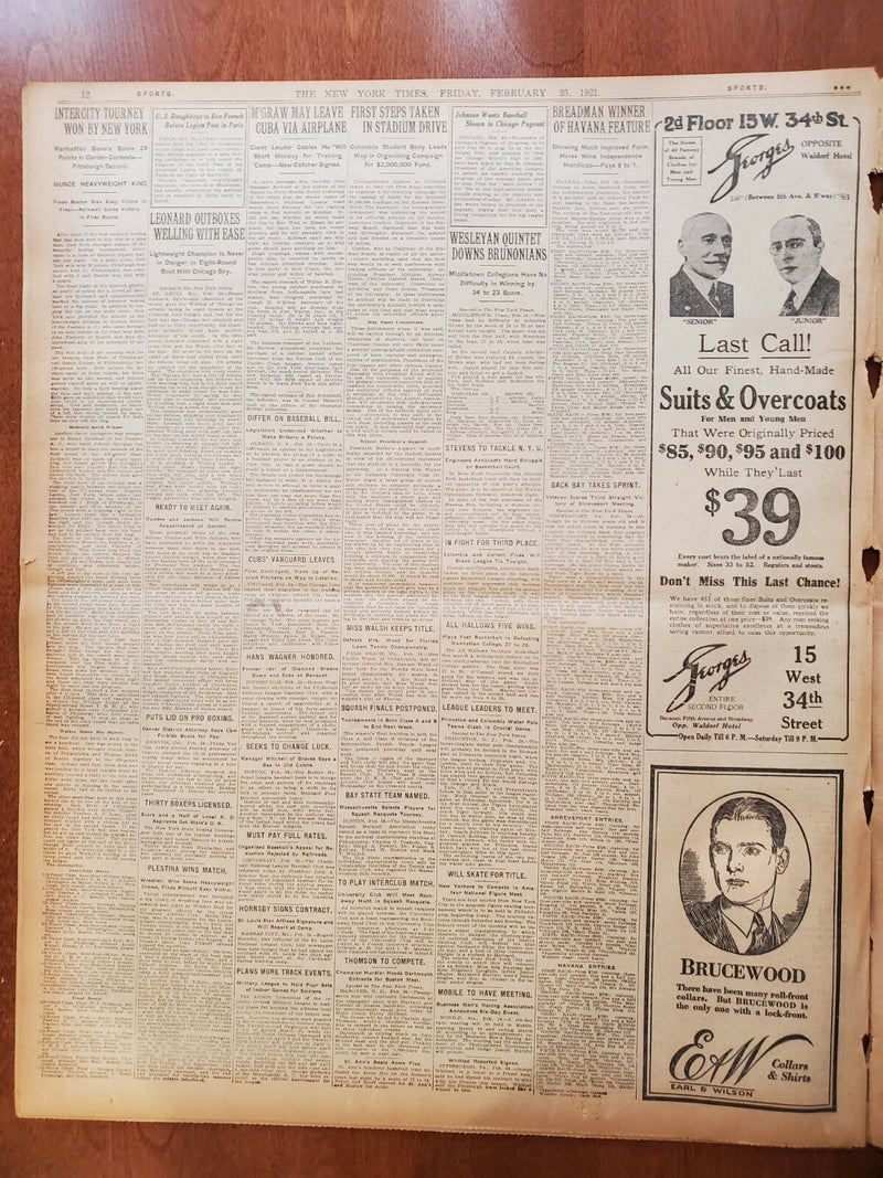 1921 FEBRUARY 25 NEW YORK TIMES - HOOVER ACCEPTS PLACE IN CABINET - NT 8130