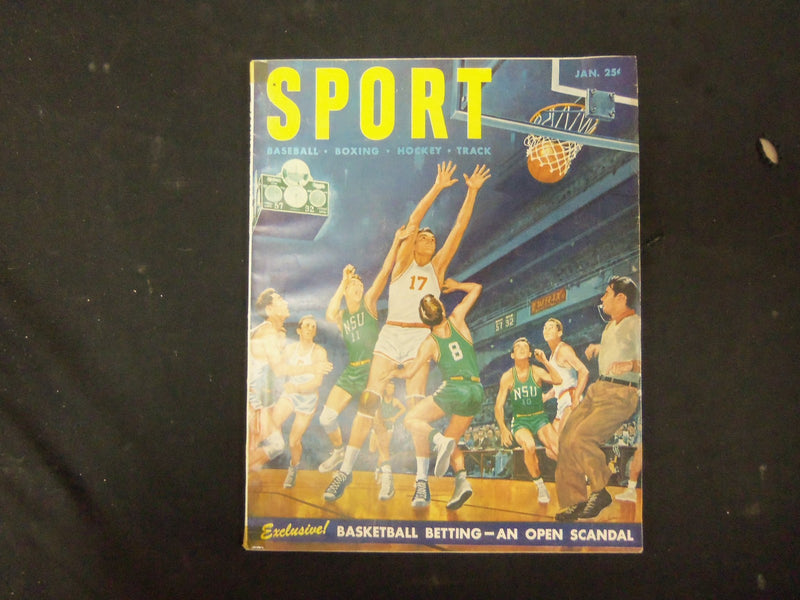 1951 JANUARY SPORT MAGAZINE - BASKETBALL ILLUSTRATED COVER-GREAT PHOTOS- ST 3535