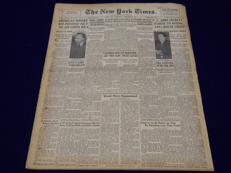 1948 DEC 15 NEW YORK TIMES - U. S. ARMS SECRETS LEAKED TO RUSSIA - NT 130