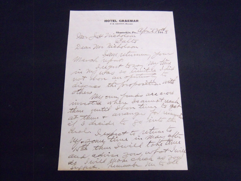 1919 PENNSYLVANIA HOTEL STATIONARY HANDWRITTEN LETTERS LOT OF 3 - J 8852
