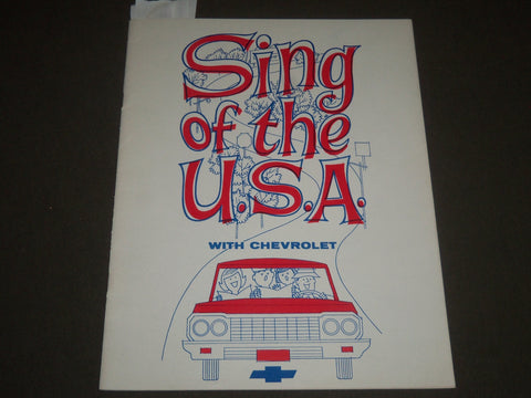 1964 SING OF THE U. S. A. WITH CHEVROLET SOFTCOVER SONG BOOK - J 2540