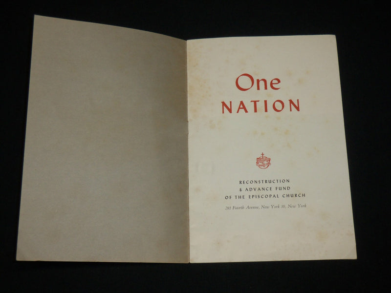 1950'S ONE NATION - RECONSTRUCTION FUND EPISCOPAL CHURCH BOOK - J 6504
