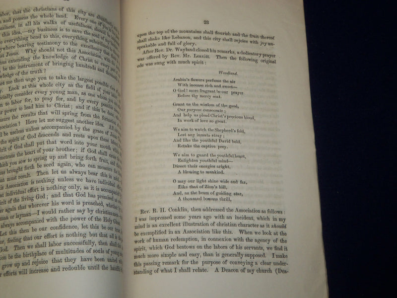 1874 PROVIDENCE YOUNG MEN'S CHRISTIAN ASSN. ROOMS DEDICATION BOOK - J 4538
