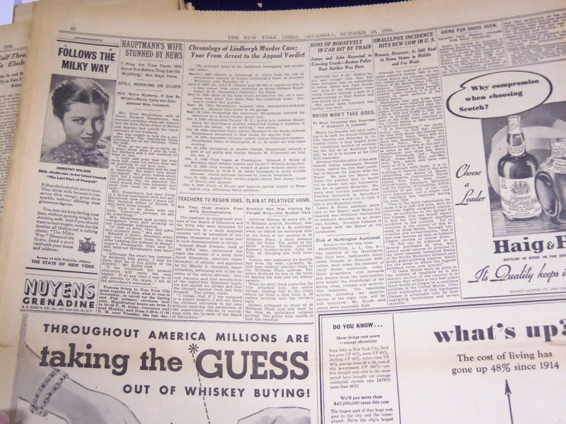 1935 OCT 10 NEW YORK TIMES - HAUPTMANN LOSES FIGHT IN APPEALS COURT - NT 4306