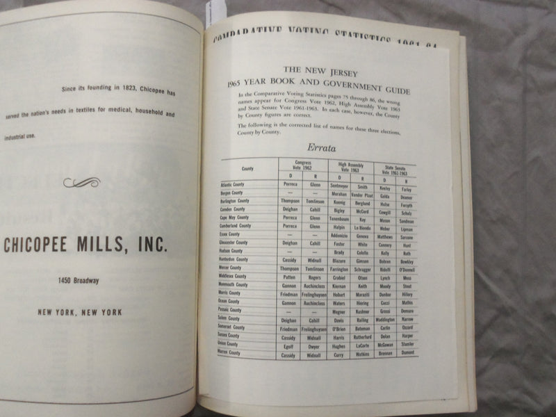 1965 NEW JERSEY YEARBOOK AND GOVERNMENT GUIDE SOFTCOVER BOOK BY - K 269