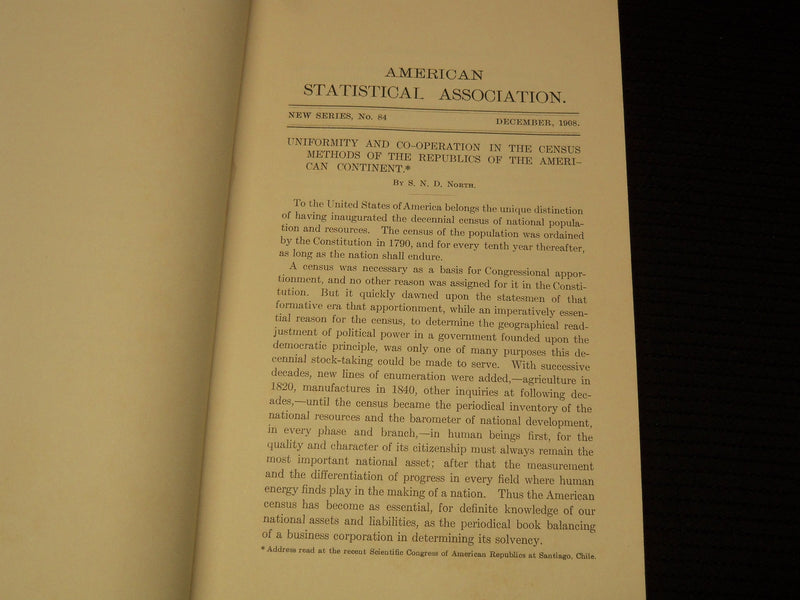 1908 DECEMBER AMERICAN STATISTICAL ASSOCIATION QUARTERLY MAGAZINE - K 1062