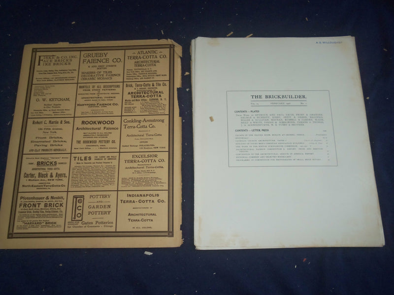 1906 FEBRUARY THE BRICKBUILDER MAGAZINE - AN ARCHITECTURAL MONTHLY - ST 528G