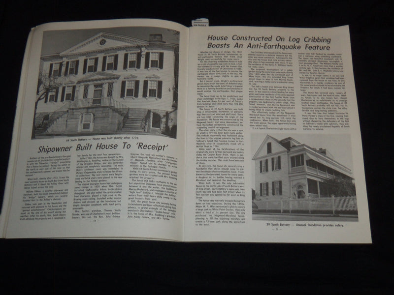 1985 GO FAMOUS HOUSES OF CHARLESTON SOUTH CAROLINA BOOK - J 9177