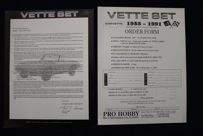 1991 VETTE SET COLLECTOR'S CARDS BROCHURE- INAUGURAL EDITION -SOFTCOVER - K 1428