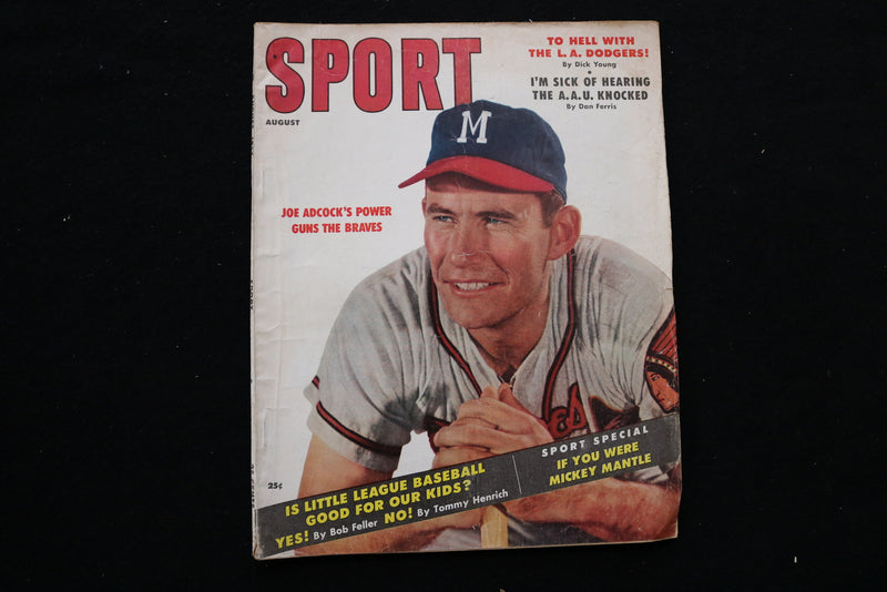 1957 AUGUST SPORT MAGAZINE - JOE ADCOCK COVER - ST 1010G