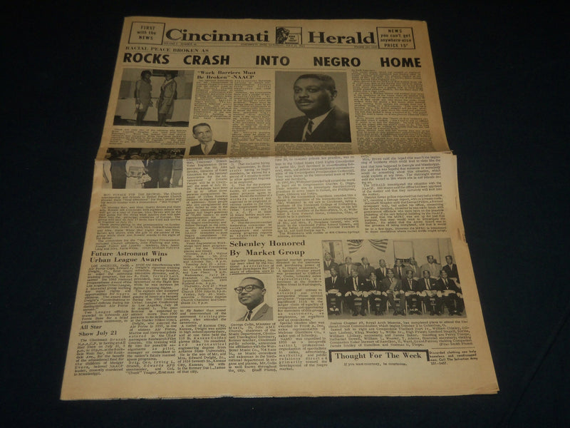 1963 JULY 20 CINCINNATI HERALD NEWSPAPER - ROCKS CRASH INTO NEGRO HOME - NP 4402