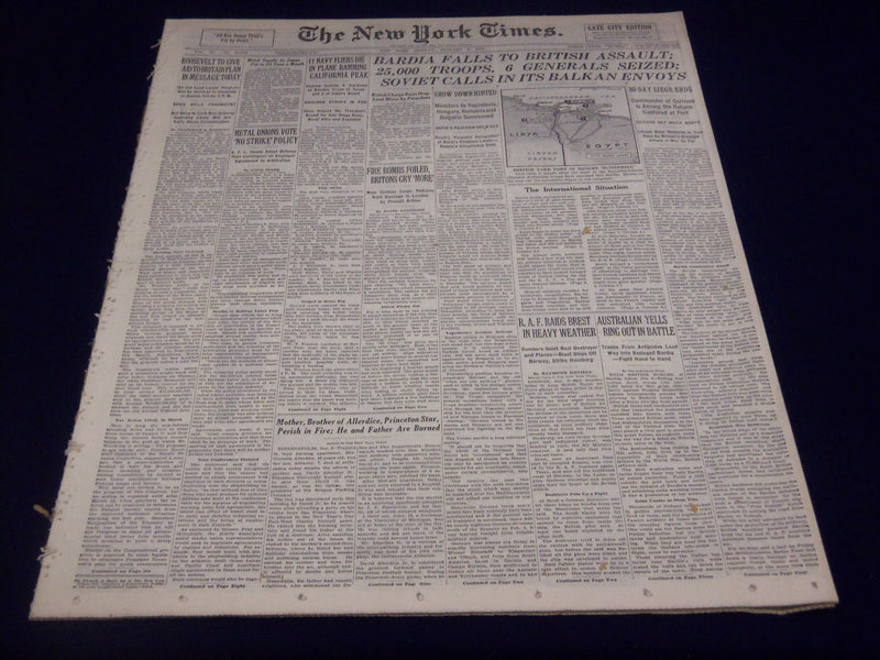 1941 JAN 6 NEW YORK TIMES - RAG EDN - BARDIA FALLS TO BRITISH ASSAULT - NT 1441