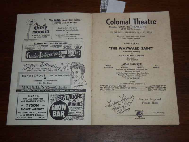 1950'S COLONIAL THEATRE PROGRAMS LOT OF 2 - BOSTON - K 1186