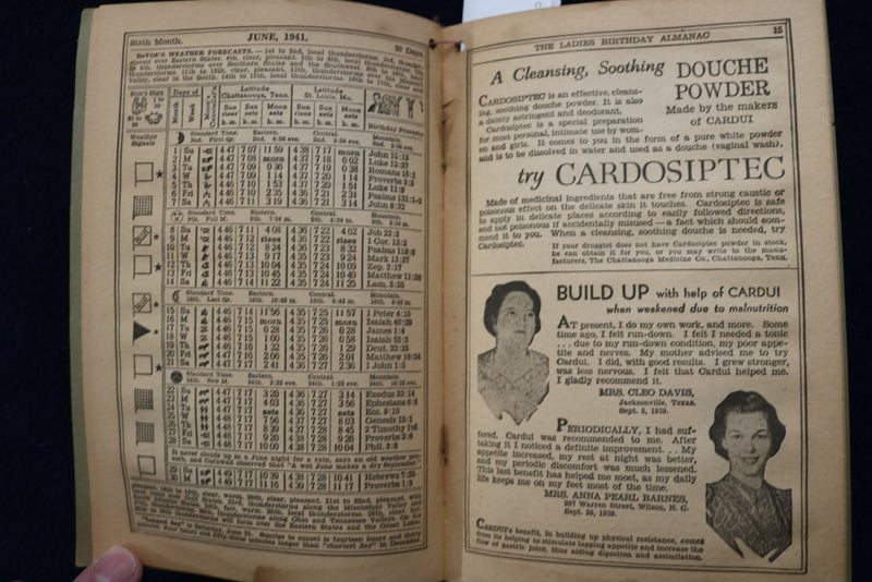 1941 THE LADIES BIRTHDAY ALMANAC - MEIER DRUG CO. - INDIANA - SOFTCOVER - K 1495