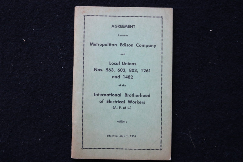 1954 METROPOLITAN EDISON COMPANY - ELECTRICAL WORKERS AGREEMENT - K 3533