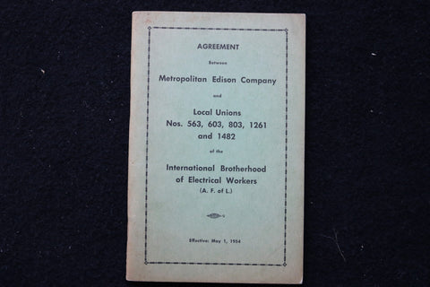 1954 METROPOLITAN EDISON COMPANY - ELECTRICAL WORKERS AGREEMENT - K 3533