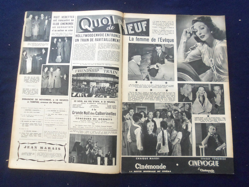 1947 NOV 25 CINEMONDE MAGAZINE - LINDA DARNELL COVER - BELGIUM EDITION- SP 4867V