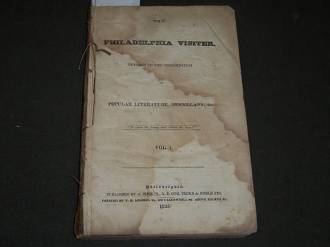 1835 JUNE-DECEMBER THE PHILADELPHIA VISITER VOLUME 1 - NICE ILLUS. - KD 3400H