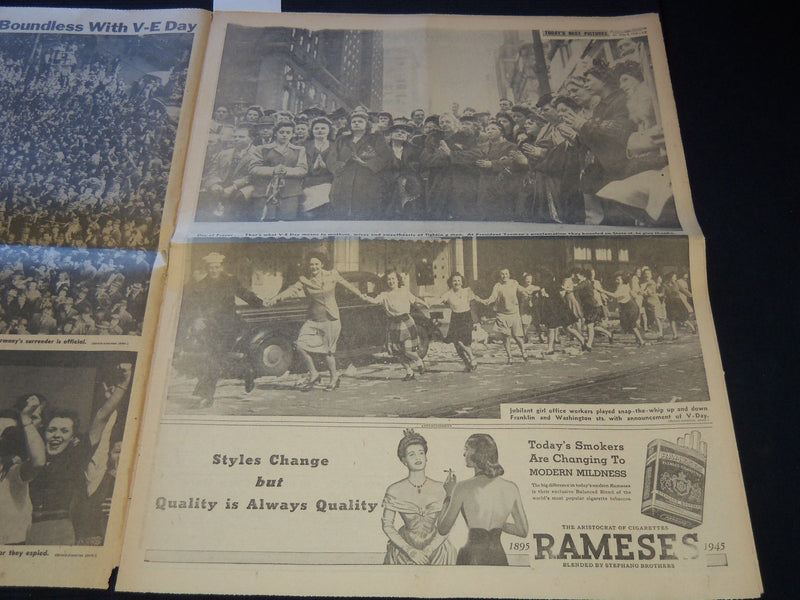 1945 MAY 8 CHICAGO AMERICAN NEWSPAPER - GERMANY'S SURRENDER PHOTOS - NP 5821