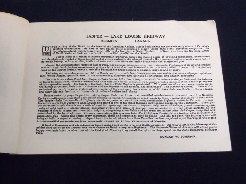 1930'S JASPER LAKE LOUISE HIGHWAY SOUVENIR VIEWS BOOK - DOMINION SERIES - J 8741