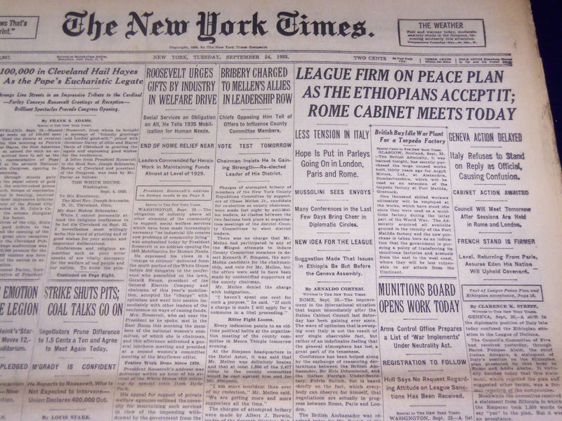 1935 SEPTEMBER 24 NEW YORK TIMES - ETHIOPIANS ACCEPT PEACE PLAN - NT 3792