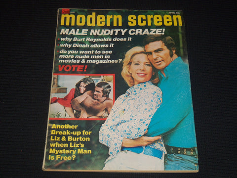 1974 APRIL MODERN SCREEN MAGAZINE - BURT REYNOLDS & DINAH SHORE COVER - E 14314