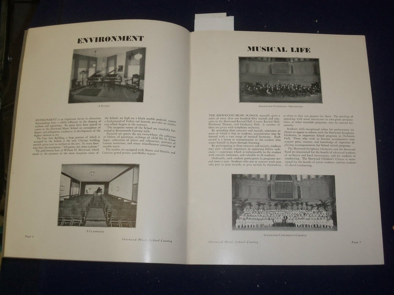 1931-1932 SHERWOOD MUSIC SCHOOL 37TH ANNUAL CATALOG & ENVELOPE - CHICAGO- J 4834