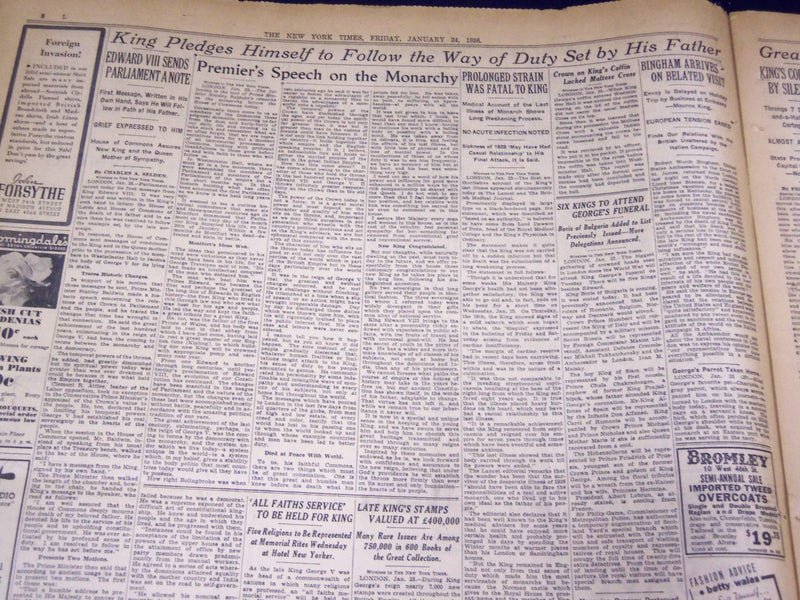 1936 JAN 24 NEW YORK TIMES - EDWARD FOLLOWS DEAD KING AFOOT - NT 2090