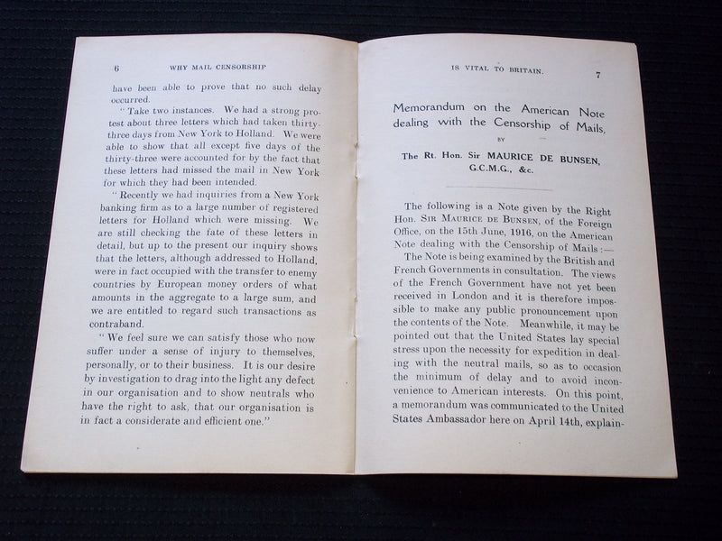 1916 WHY MAIL CENSORSHIP IS VITAL TO BRITAIN SOFTCOVER BOOK BY CECIL - J 7161