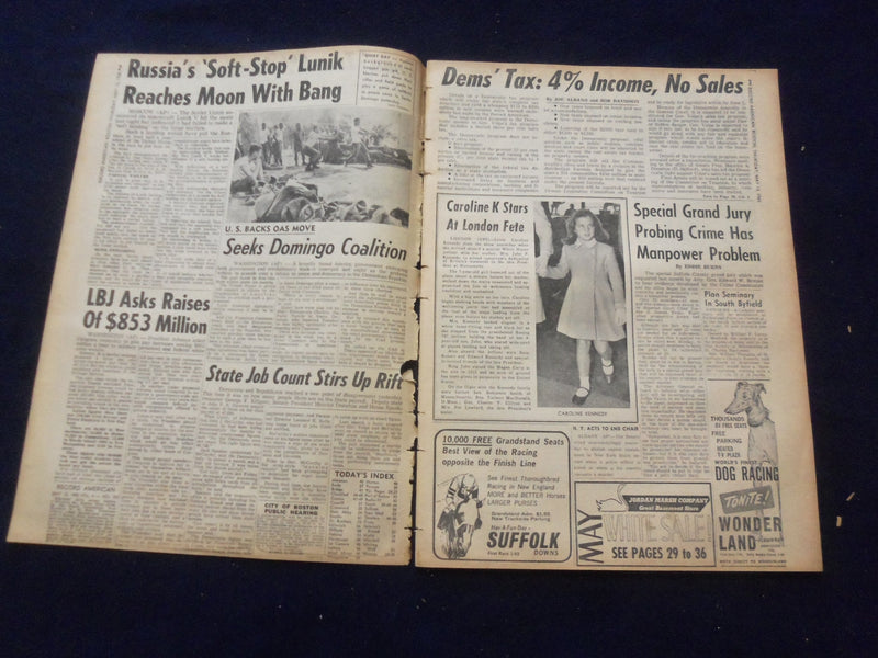 1965 MAY 13 BOSTON RECORD AMERICAN NEWSPAPER - DEMS NEW TAX PLAN - NP 6289
