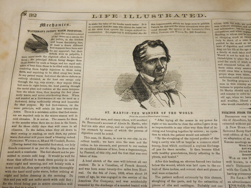 1856 MAY 24 LIFE ILLUSTRATED NEWSPAPER - WATERMAN'S FOOT-STOOL - NP 4856