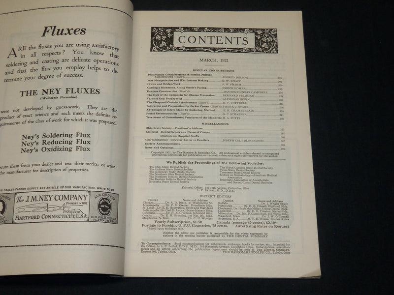 1921 MARCH THE DENTAL SUMMARY MAGAZINE - DENTISTRY - NICE ADS - J 5892