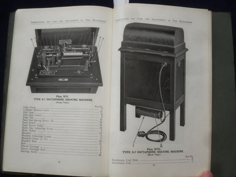 1930 INSTRUCTIONS FOR CARE & ADJUSTMENT OF THE DICTAPHONE SOFTCOVER BOOK -J 9608