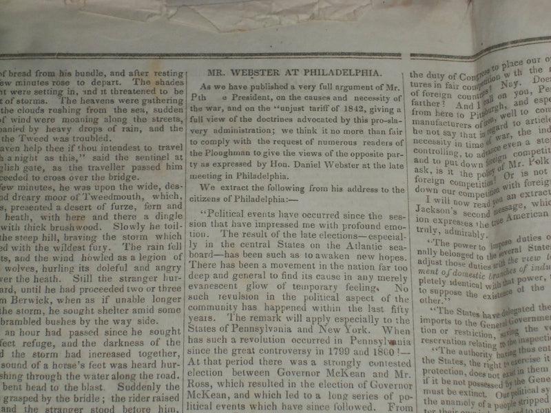 1846 DECEMBER 19 MASSACHUSETTS PLOUGHMAN -PROF. MITCHEL- DANIEL WEBSTER- NP 5139