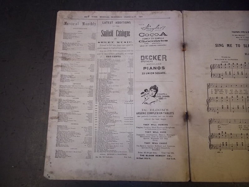 1892-1894 THE NEW YORK MUSICAL PUBLICATION MONTHLY SHEET MUSIC LOT OF 9 - O 2657