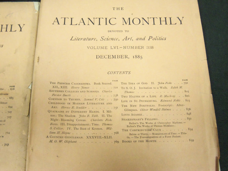 1885 THE ATLANTIC MONTHLY MAGAZINE LOT 8 ISSUES - STORIES & ARTICLES - WR 318