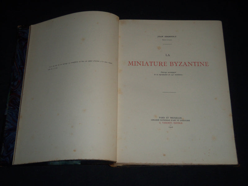1926 LA MINIATURE BYZANTINE VOLUME BY JEAN EBERSOLT - GREAT PLATES - Z 43