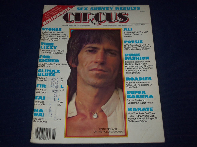 1977 SEPTEMBER 29 CIRCUS MAGAZINE - KEITH RICHARDS COVER - GREAT PHOTOS - J 660