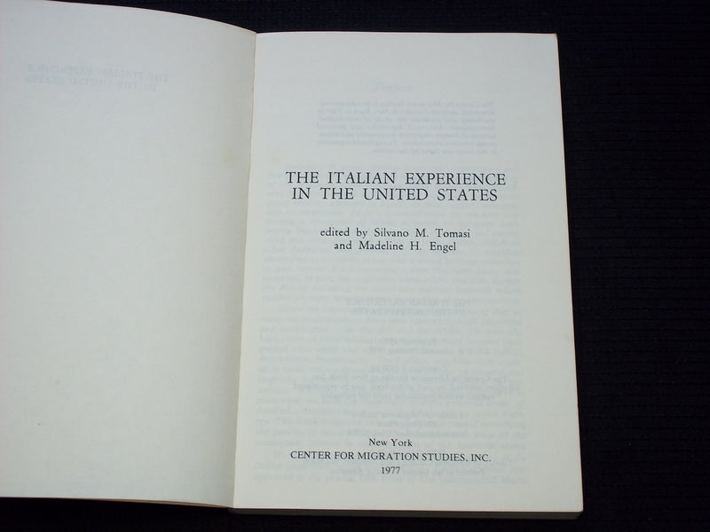 1977 THE ITALIAN EXPERIENCE IN THE UNITED STATES SOFTCOVER BOOK - KD 7630