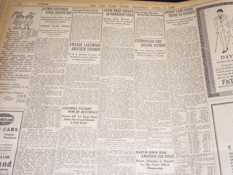 1922 APRIL 6 NEW YORK TIMES - CLAQUE AT OPERA DAMROSCH CHARGES - NT 8579