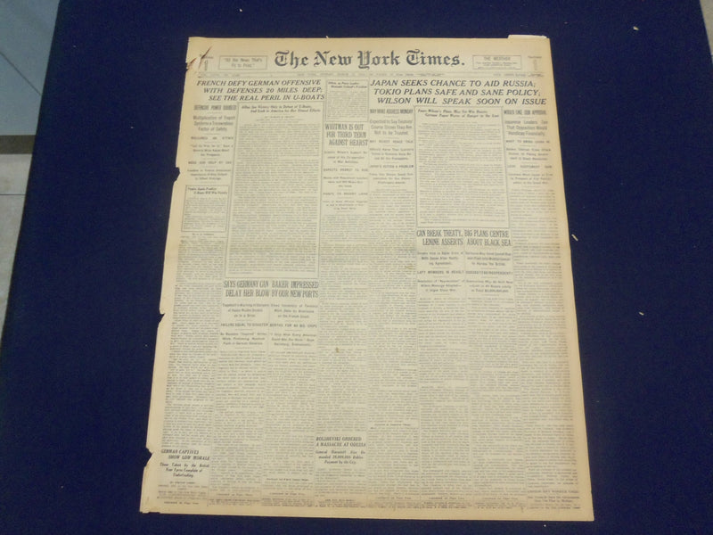 1918 MARCH 17 NEW YORK TIMES - FRENCH DEFY GREMAN OFFENSIVE - NT 8153