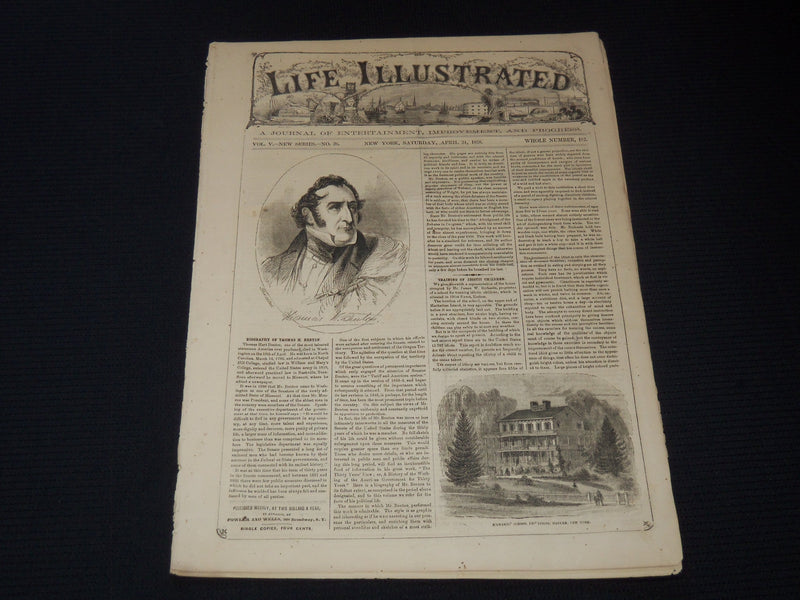 1858 APRIL 24 LIFE ILLUSTRATED NEWSPAPER - THOMAS BENTON BIOGRAPHY - NP 5889
