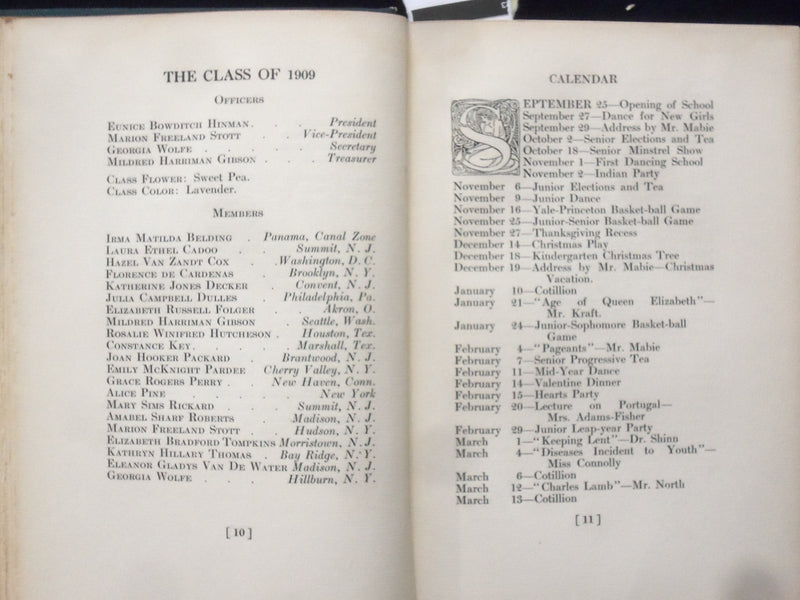 1908 THE LOG - KENT PLACE HARDCOVER BOOK - SUMMIT, NEW JERSEY - K 186