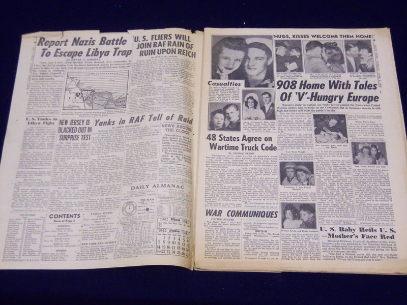 1942 JUNE 2 NEW YORK DAILY NEWS - NAZIS FIGHT TO BURST TRAP IN LIBYA - NP 1931
