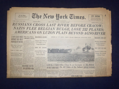 1945 JAN 15 NEW YORK TIMES - RUSSIANS CROSS LAST RIVER BEFORE CRACOW - NP 6653