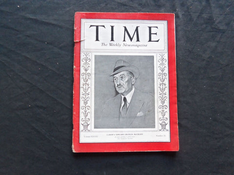 1936 NOVEMBER 23 TIME MAGAZINE - EDWARD F. MCGRADY - T 541