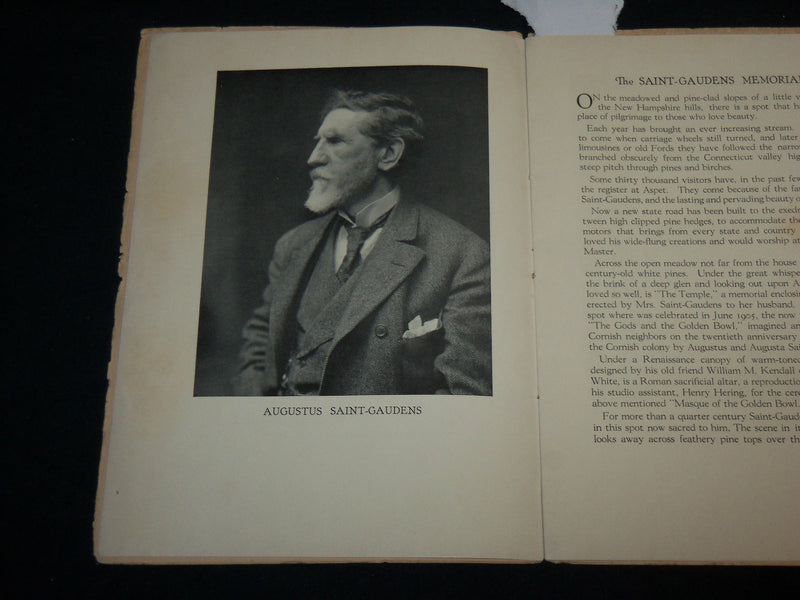 1920'S THE AUGUSTUS SAINT GAUDENS MEMORIAL PROGRAM - NEW HAMPSHIRE - J 6640