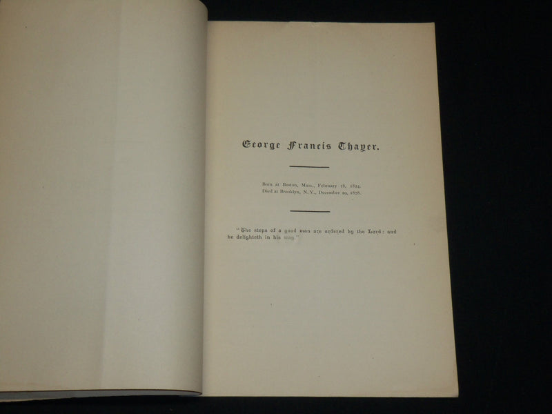 1878 GEORGE FANCIS THAYER FUNERAL SERVICE SERMON BY A. P. PUTNAM - J 6077